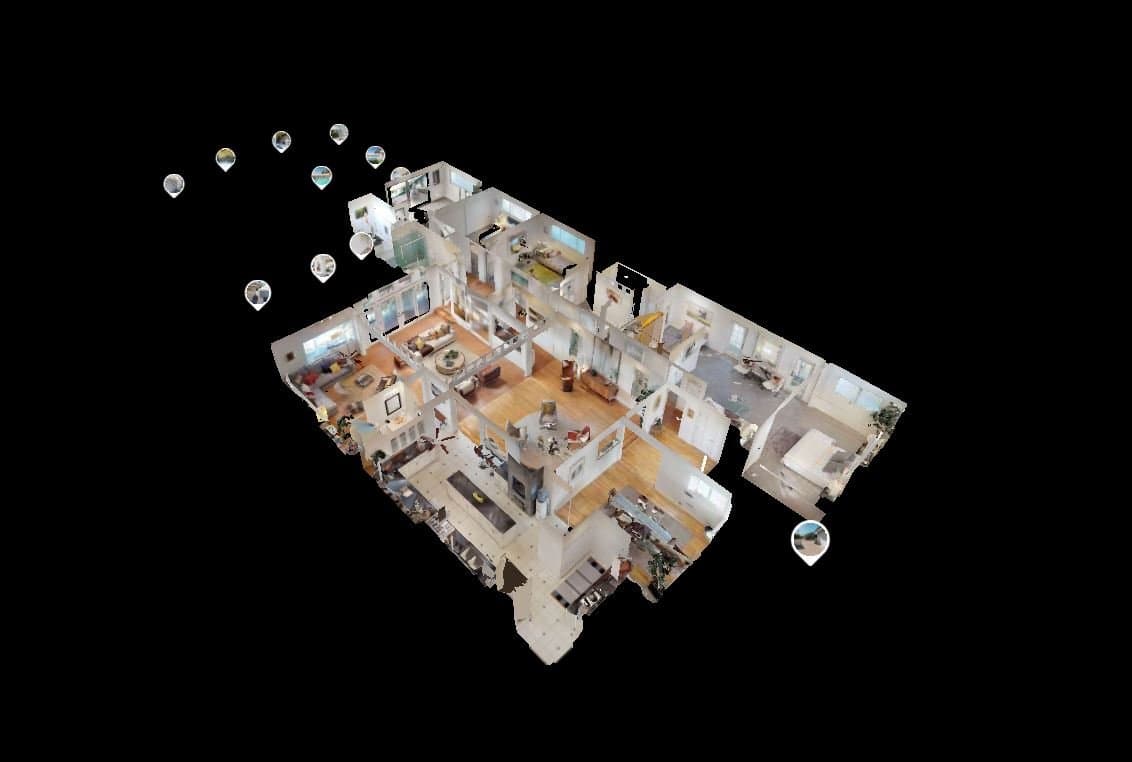 3D Matterport dollhouse view of a Los Angeles home
